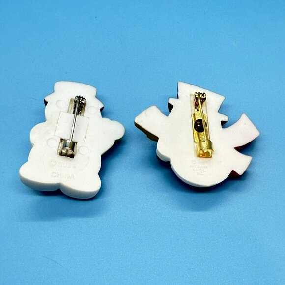 Vintage Christmas Snowman Pins 1.5” Hallmark Russ Winter Snow‎ Holidays Lot of 2 - Picture 2 of 4